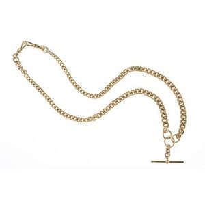 9ct Gold Albert Chain with Swivel Clasps and T-Bar Drop - Necklace ...