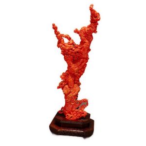Large and impressive Chinese coral carving, 20th century, of&hellip;