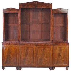 Regency style open breakfront mahogany bookcase with Grecian&hellip;