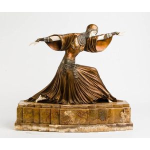A patinated bronze and ivory figure of 'Thais,' after the…