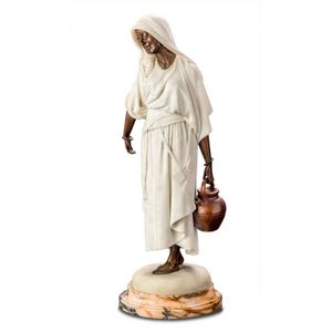 A bronze and marble figure of a water carrier by Demetre…