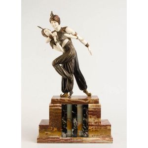 A large bronze and ivory figure 'Persian Dancers,' after the…
