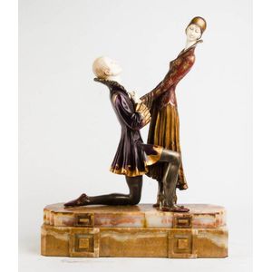 A patinated bronze and ivory figure of 'Everlasting Love,'…