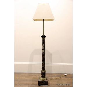 A French marble standard lamp, late 19th century, red…