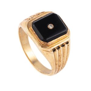 Men's black onyx ring with diamond in the deals middle