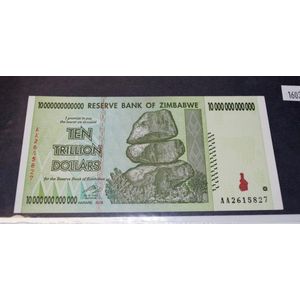 Zimbabwe 10 trillion dollars bank note uncirculated.