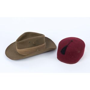 Australian Army slouch hat and a Fez hat, 20th century, (2&hellip;