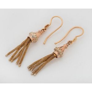 A pair of antique 15ct two-tone gold tassel earrings, circa&hellip;