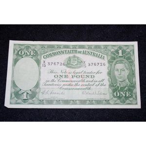 Australian George VI one pound note X15/376726, signed by…