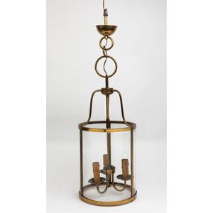A Dutch style three branch brass chandelier, 20th century, 60…