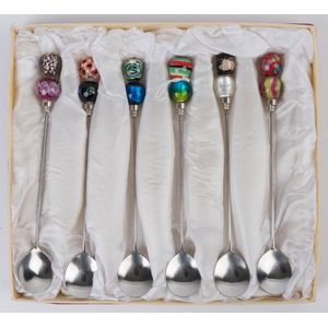 Rikaro set of six handmade art glass cocktail spoons in…