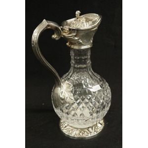 Whitehill silver plate & cut crystal claret jug with in relief…