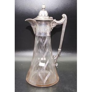 Victorian silver plate & cut crystal claret jug height 29 cm