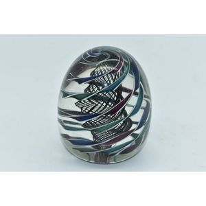 Paperweight Glass Oval Controlled Bubble Spider Web