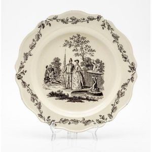 A creamware plate, Wedgwood circa 1770, in royal shape,&hellip;
