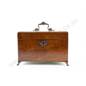 George III mahogany tea caddy, plain oblong shape, shell and…