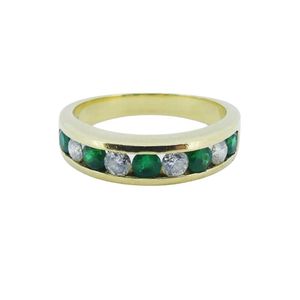 Emerald and Diamond Eternity Ring in 18ct Yellow Gold - Rings - Jewellery