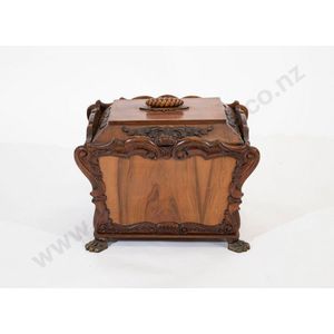 Victorian walnut wine cooler, sarcophagus form with applied&hellip;