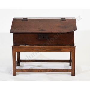 Early 18th century oak bible box, simple sloped form with iron…