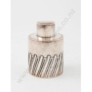 Edward VII sterling silver tea caddy, part fluted cylindrical…