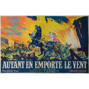 Canvas-backed 'Gone with the Wind' original movie poster.…