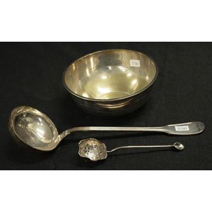 Three pieces silver plate tableware including: basin, diameter…