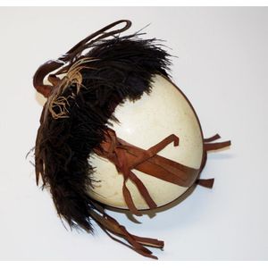 Rare African decorated Ostrich egg ostrich egg, surmounted by…
