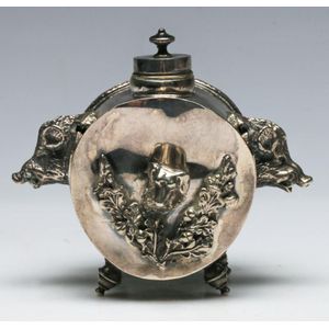 19th century Russian hunting scene silver inkwell, hallmarked,…