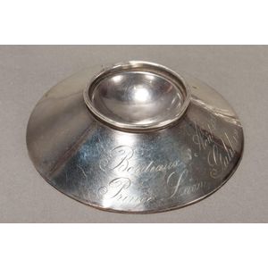 19th century French silver inkwell, of saucer form, inscribed…