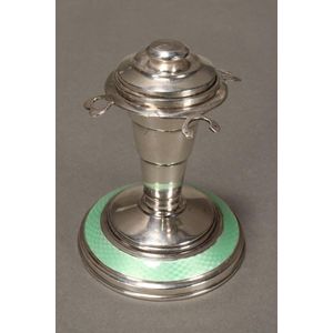 George V sterling Sliver and enamel inkstand, hallmarked…