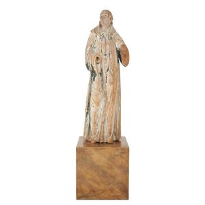 An antique Continental carved and polychrome pine figure, 18th…