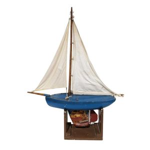 Pond yacht, vintage, painted on stand, height 79 cm