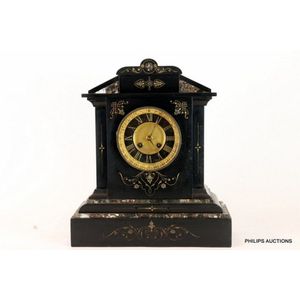 19TH CENTURY VICTORIAN BLACK MARBLE MANTLE CLOCK - Debenham Antiques