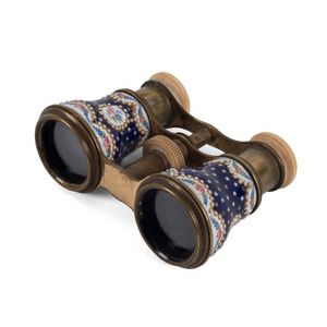 A fine pair of French enamel opera glasses with ivory fittings,…