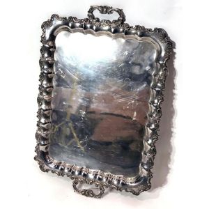 An impressive rectangular silver-plated Victorian serving tray,…