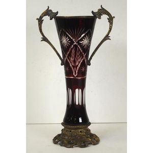 Bohemian cranberry cut glass & ormolu vase in an Art…