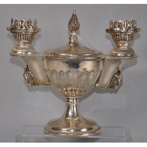 Victorian silver plate adapted fuel lamp adapted for…