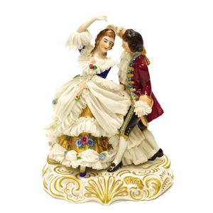 Good Dresden dancing couple ceramic figure, dancing man and…