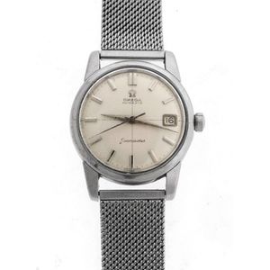 1950s Omega Seamaster Automatic Watch with Date and Mesh Band - Watches ...