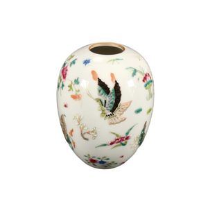 Chinese famille rose porcelain water pot, of elliptical form,…