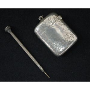 Hot English Edwardian C T Burrows Birmingham Sterling Silver Vesta Case / Match Safe