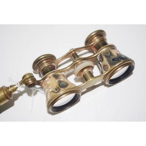 Vintage brass & paua shell cased opera glasses, paua shell…