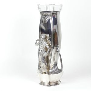 A large WMF silver plated centrepiece vase, mounted with a…