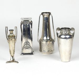 Four various small WMF silver plated vases, tallest 17 cm.…