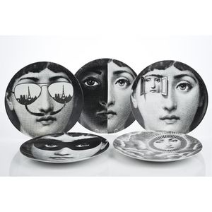 Fornasetti Milano, five 'Tema e Variazioni' wall plates,&hellip;