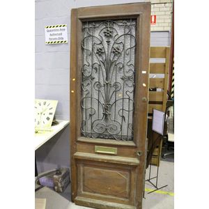 Antique French entrance door, wrought iron pierced panel,…