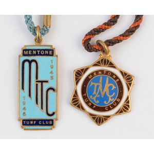 Mentone Turf club: 1945-46 and 1946-47 membership fobs with…