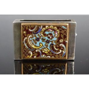 Decorative vesta box in Russian silver with enamelled front and…