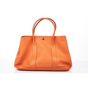 Orange Hermes Tote with Chevon Lining and Palladium Closure - Handbags ...