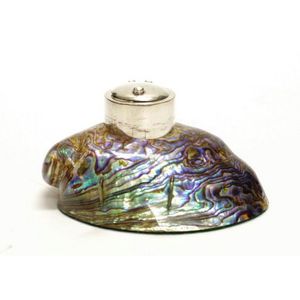 Good abalone and silver plate inkwell with silver inkwell and…